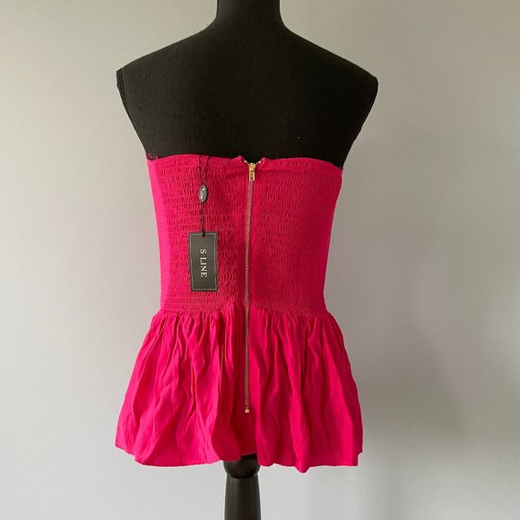 Sline Pink Strapless Peplum Top - Picture 2 of 4